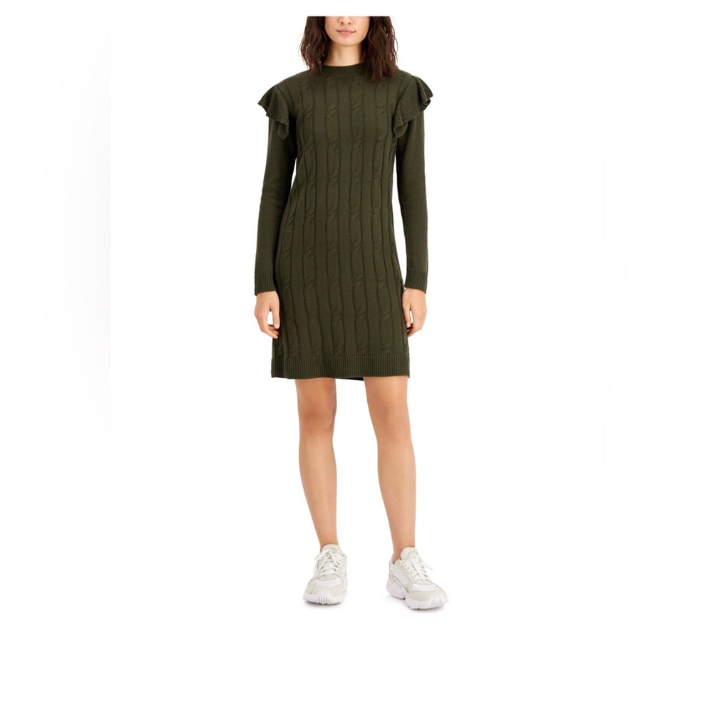 BAR III DRESSES Womens Long Sleeve Crew Neck Above The Knee Sweater Dress